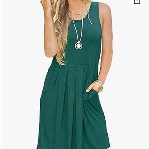 AUSELILY Women Summer Casual T Shirt Pleated Tank Dress SMALL NWT